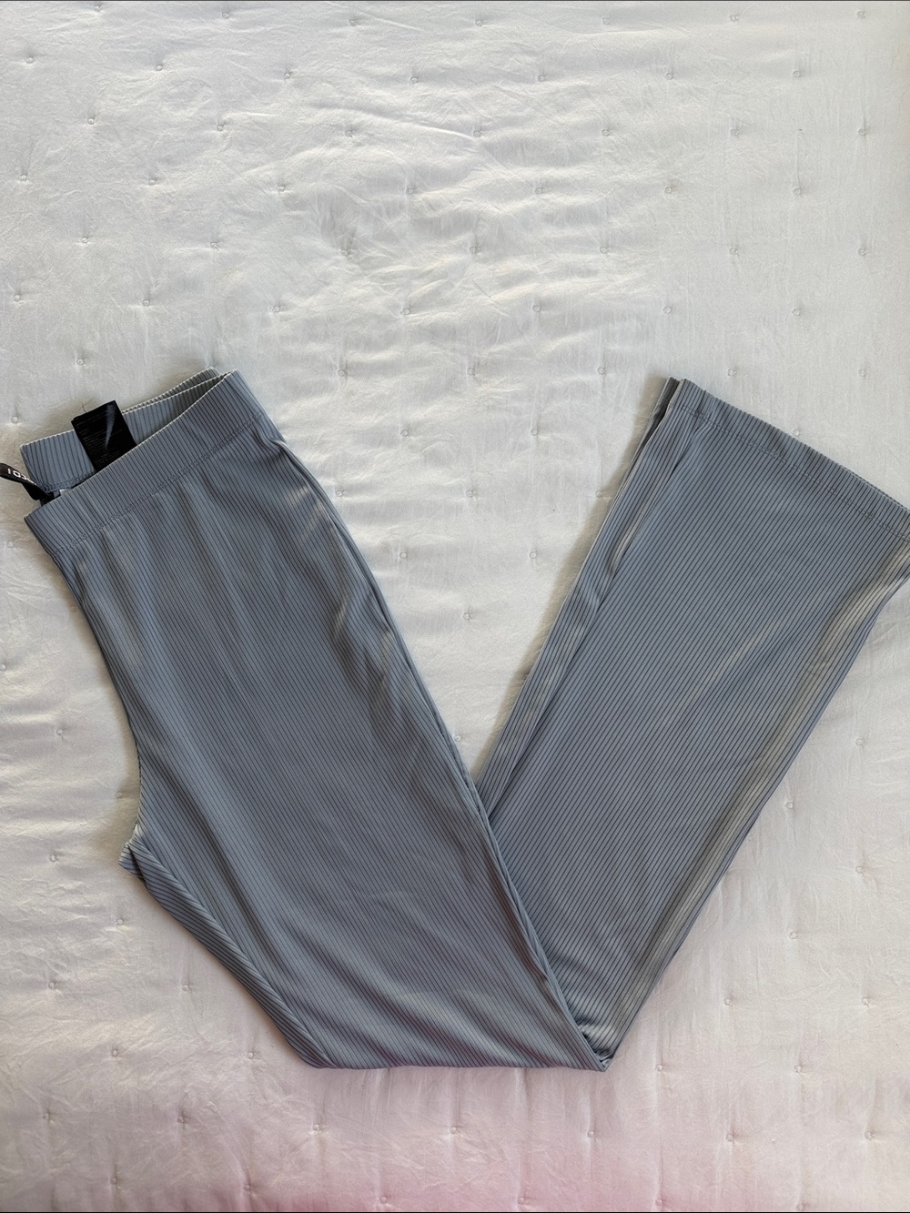 H&M Light blue/gray Ribbed Top with Wide Neckline